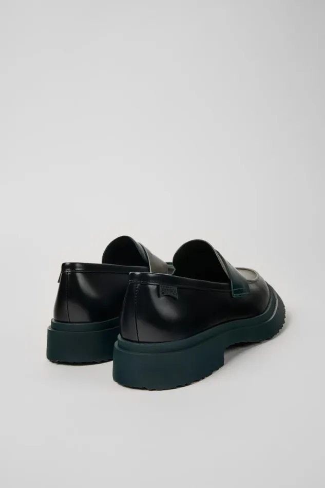 Men Camper Formal Shoes Twins Black And Gray Leather Loafers Men Camper Formal Shoes Twins Black And Gray Leather Loafers