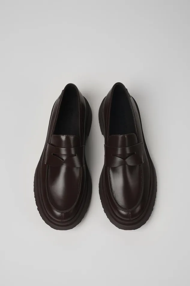 Men Camper Formal Shoes Walden Brown Leather Loafers Men Camper Formal Shoes Walden Brown Leather Loafers