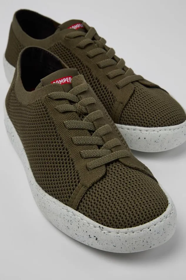 Men Camper Non Leather Shoes Peu Touring Green Textile Sneakers