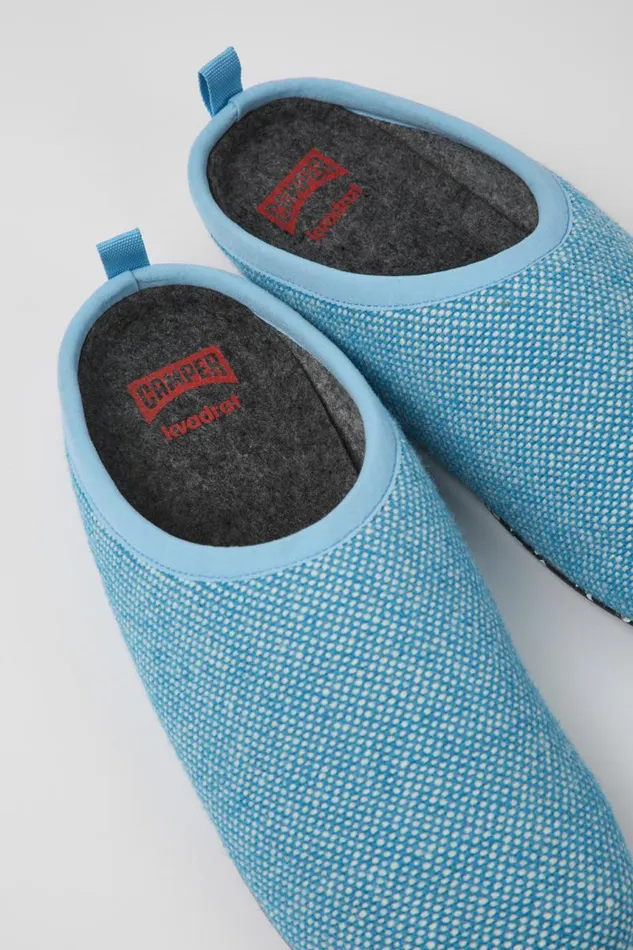 Men Camper Non Leather Shoes Wabi Blue Wool And Viscose Slippers