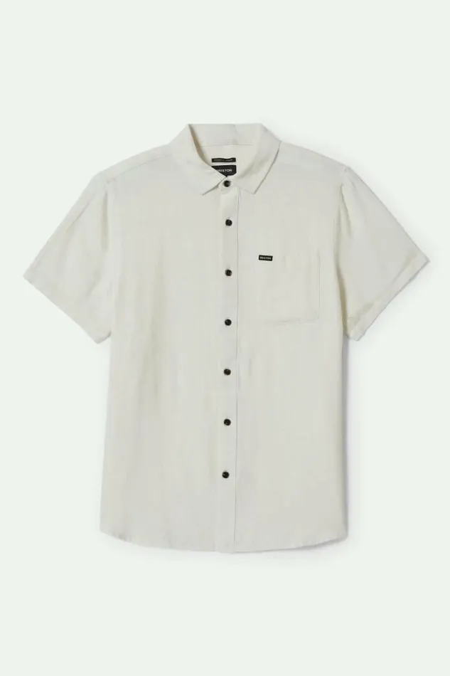 Men Charter Organic Cotton Linen Blend SS Shirt Egret White Brixton Button Ups Men Charter Organic Cotton Linen Blend SS Shirt Egret White Brixton Button Ups