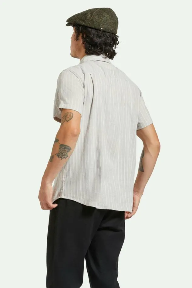 Men Charter Stripe SS Woven Shirt Off Whitecinder Grey Brixton Button Ups