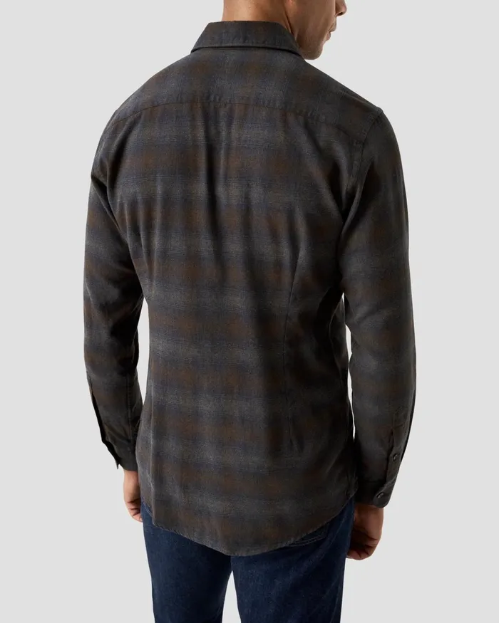 Men Checked Flannel Shirt Blue Eton Casual Shirts Men Checked Flannel Shirt Blue Eton Casual Shirts