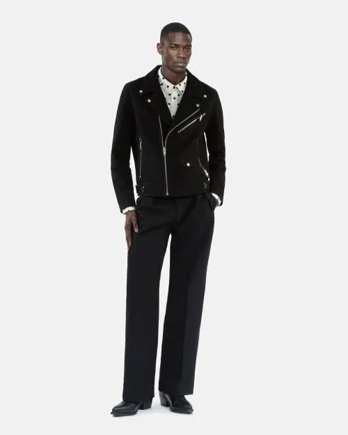 Men Coats and Jackets The Kooples Black Nubuck Biker Jacket Black