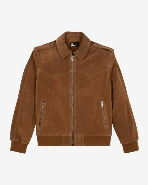 Men Coats and Jackets The Kooples Camel Suede Jacket Camel