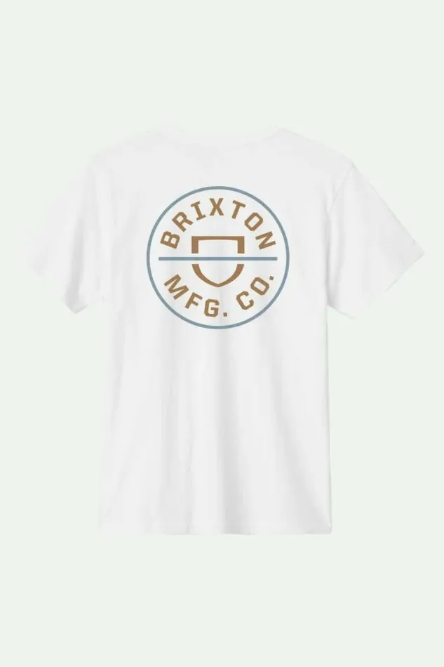 Men Crest II SS Standard TShirt Whitelight Brownslate Brixton TShirts