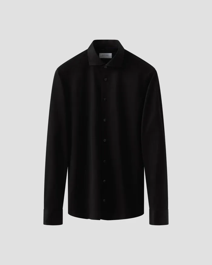 Men Filo Di Scotia Knitted Jaquard Shirt Black Eton Casual Shirts Men Filo Di Scotia Knitted Jaquard Shirt Black Eton Casual Shirts