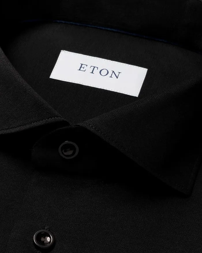 Men Filo Di Scotia Knitted Jaquard Shirt Black Eton Casual Shirts Men Filo Di Scotia Knitted Jaquard Shirt Black Eton Casual Shirts