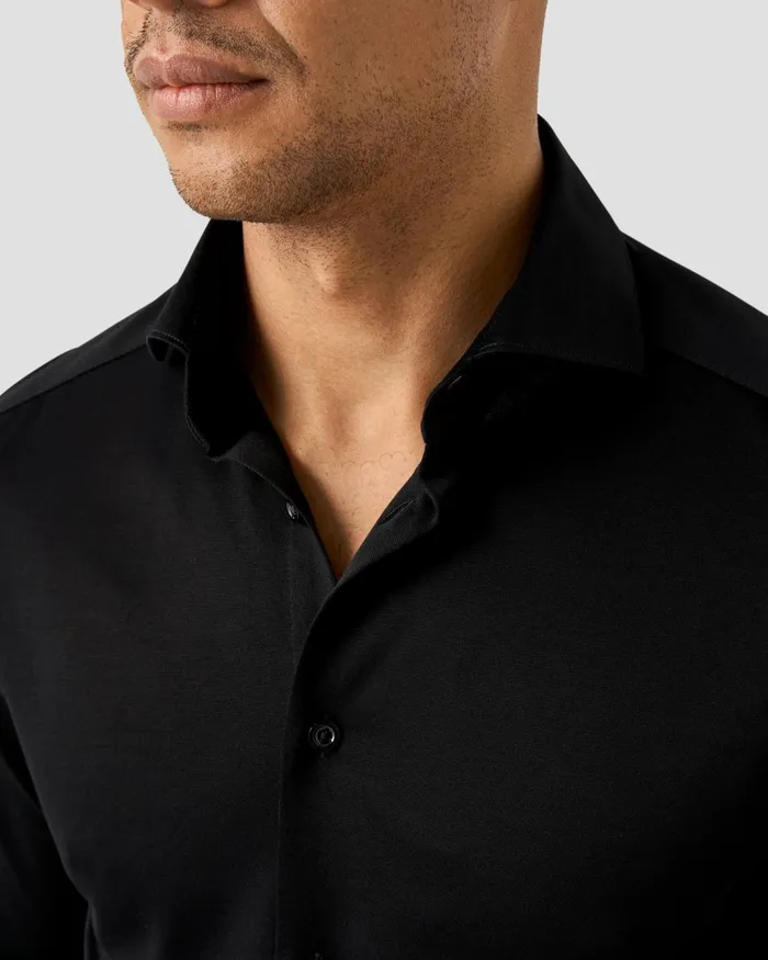Men Filo Di Scotia Knitted Jaquard Shirt Black Eton Casual Shirts Men Filo Di Scotia Knitted Jaquard Shirt Black Eton Casual Shirts