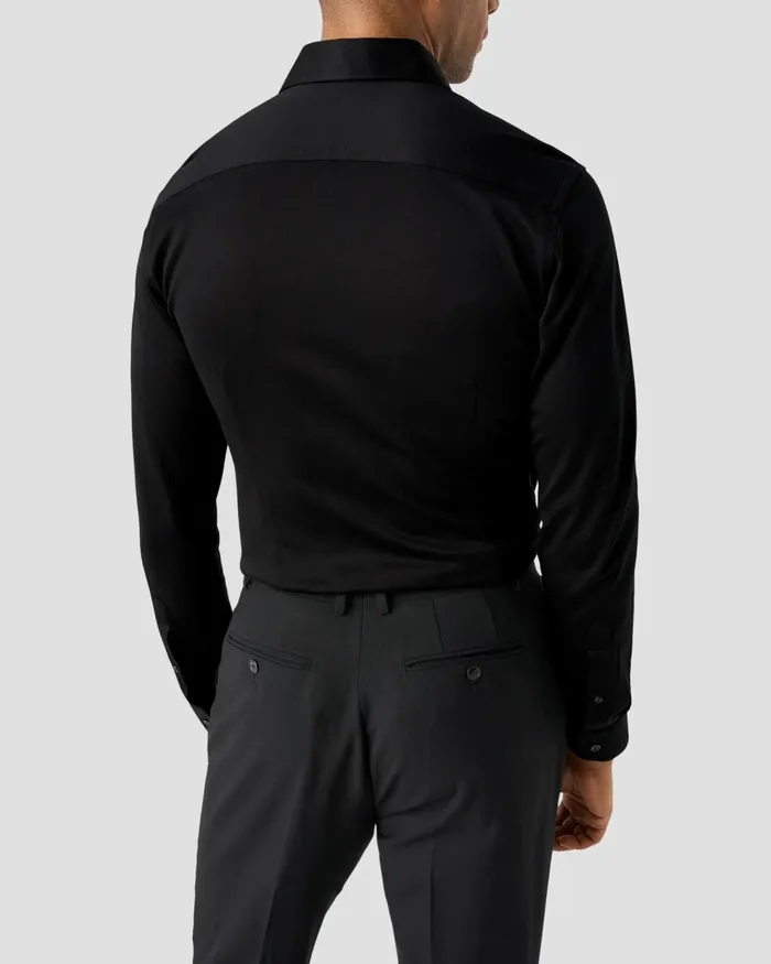 Men Filo Di Scotia Knitted Jaquard Shirt Black Eton Casual Shirts Men Filo Di Scotia Knitted Jaquard Shirt Black Eton Casual Shirts