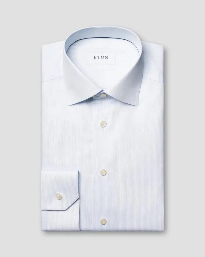 Men Fine Striped Twill Shirt Blue Eton Dress Shirts Men Fine Striped Twill Shirt Blue Eton Dress Shirts