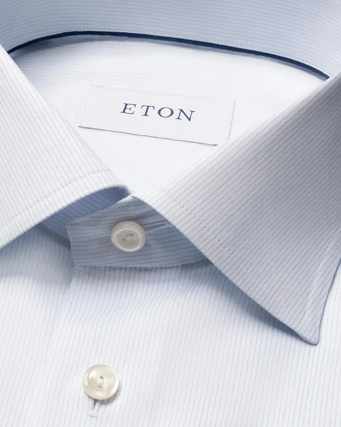 Men Fine Striped Twill Shirt Blue Eton Dress Shirts Men Fine Striped Twill Shirt Blue Eton Dress Shirts