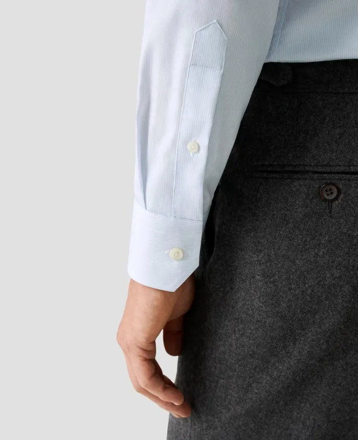 Men Fine Striped Twill Shirt Blue Eton Dress Shirts Men Fine Striped Twill Shirt Blue Eton Dress Shirts