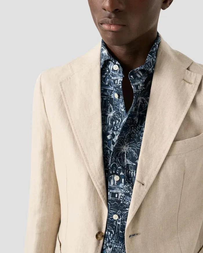Men Floral Print Shirt Blue Eton Casual Shirts Men Floral Print Shirt Blue Eton Casual Shirts