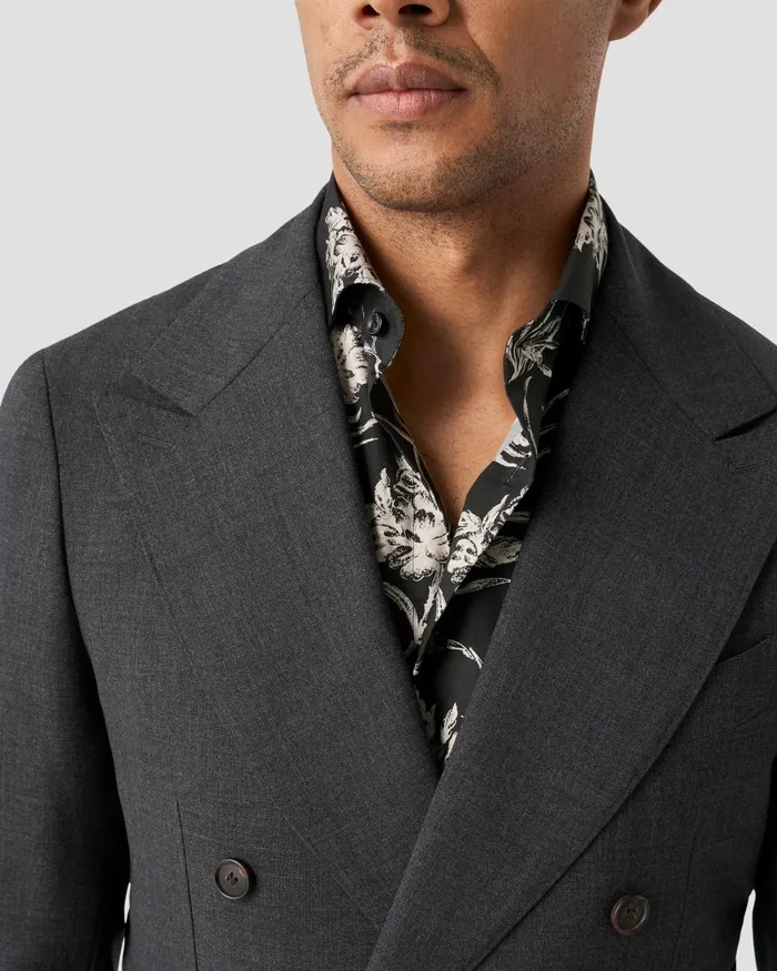 Men Floral Signature Twill Shirt Black Eton Dress Shirts Men Floral Signature Twill Shirt Black Eton Dress Shirts