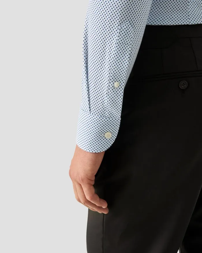 Men Geometric Cotton Fourway Stretch Shirt Blue Eton Dress Shirts Men Geometric Cotton Fourway Stretch Shirt Blue Eton Dress Shirts