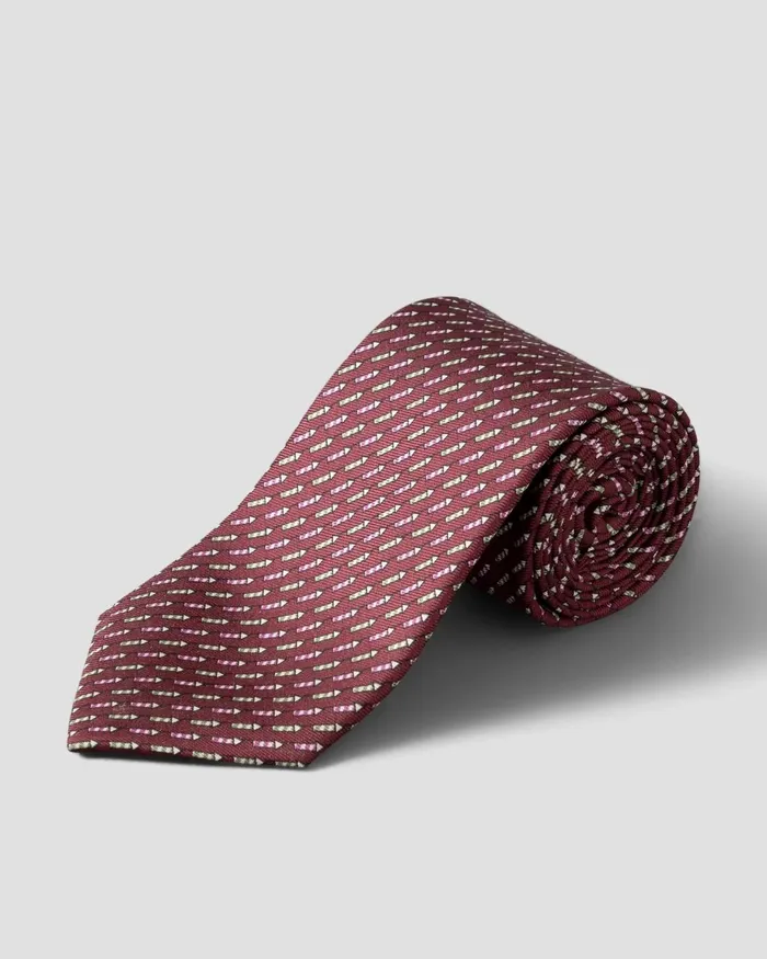Men Geometric Woven Silk Tie Red Eton Ties