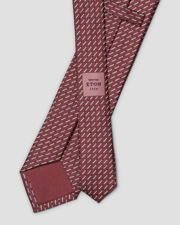 Men Geometric Woven Silk Tie Red Eton Ties Men Geometric Woven Silk Tie Red Eton Ties