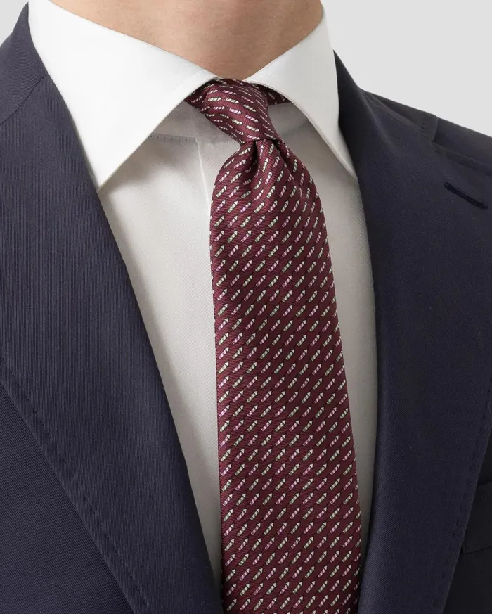 Men Geometric Woven Silk Tie Red Eton Ties Men Geometric Woven Silk Tie Red Eton Ties