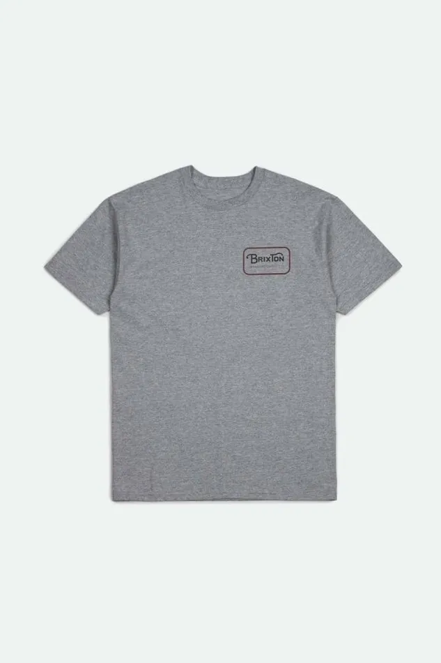 Men Grade SS Standard TShirt Heather Greywashed Blackred Brixton TShirts