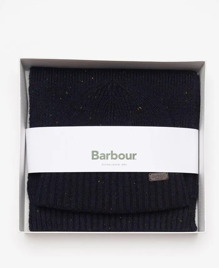 Men Hats Barbour Carlton Fleck Beanie and Scarf Gift Set Navy Men Hats Barbour Carlton Fleck Beanie and Scarf Gift Set Navy