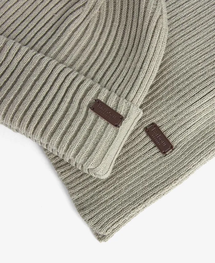 Men Hats Barbour Crimdon Beanie and Scarf Gift Set Grey Men Hats Barbour Crimdon Beanie and Scarf Gift Set Grey