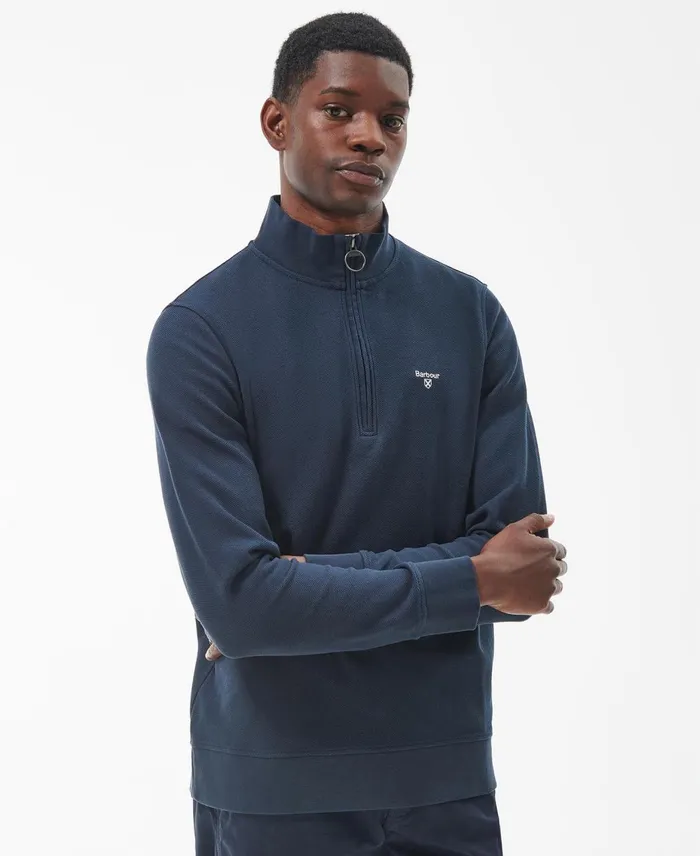 Men Hoodies and Sweatshirts Barbour Birkrigg Half Zip Sweatshirt White Smoke