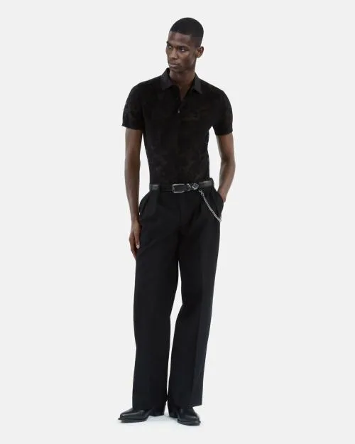 Men Jumpers and Cardigans The Kooples Black LaceEffect Knit Polo Black