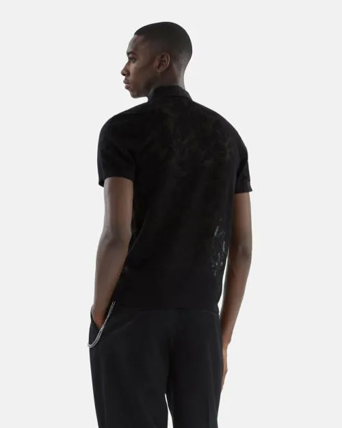 Men Jumpers and Cardigans The Kooples Black LaceEffect Knit Polo Black