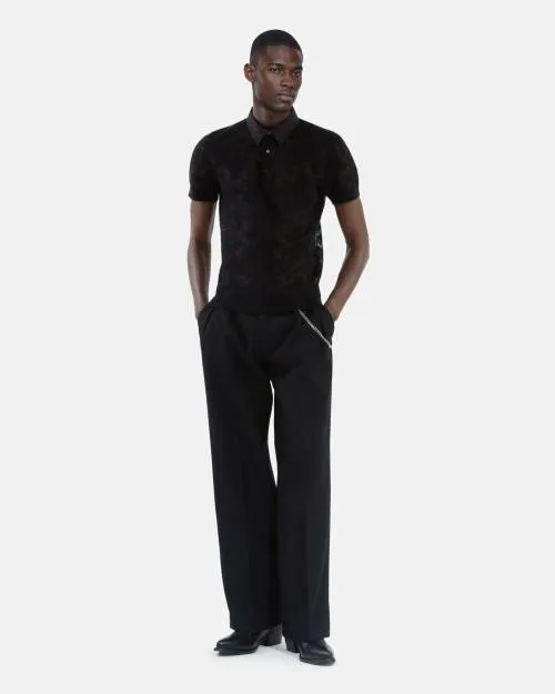 Men Jumpers and Cardigans The Kooples Black LaceEffect Knit Polo Black