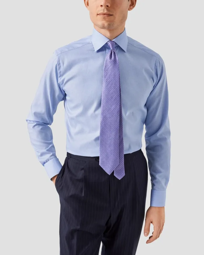 Men Light Blue Houndstooth Fine Twill Shirt Blue Eton Dress Shirts Men Light Blue Houndstooth Fine Twill Shirt Blue Eton Dress Shirts