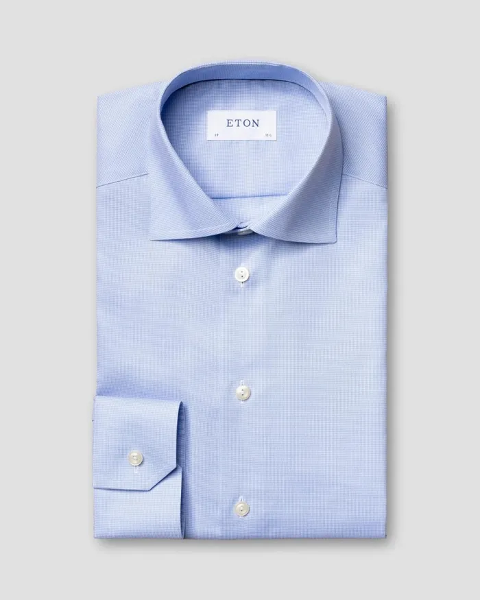 Men Light Blue Houndstooth Fine Twill Shirt Blue Eton Dress Shirts Men Light Blue Houndstooth Fine Twill Shirt Blue Eton Dress Shirts