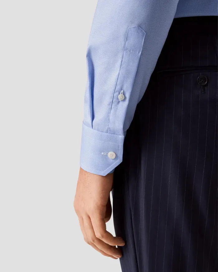 Men Light Blue Houndstooth Fine Twill Shirt Blue Eton Dress Shirts Men Light Blue Houndstooth Fine Twill Shirt Blue Eton Dress Shirts