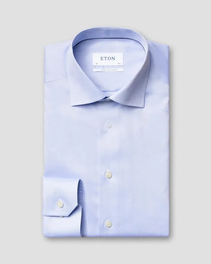 Men Light Blue Signature Twill Shirt Extra Long Sleeves Blue Eton Dress Shirts Men Light Blue Signature Twill Shirt Extra Long Sleeves Blue Eton Dress Shirts