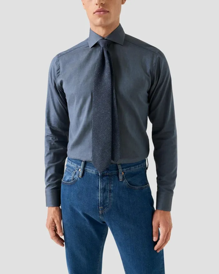 Men Lightweight Twill Shirt Blue Eton Dress Shirts Men Lightweight Twill Shirt Blue Eton Dress Shirts