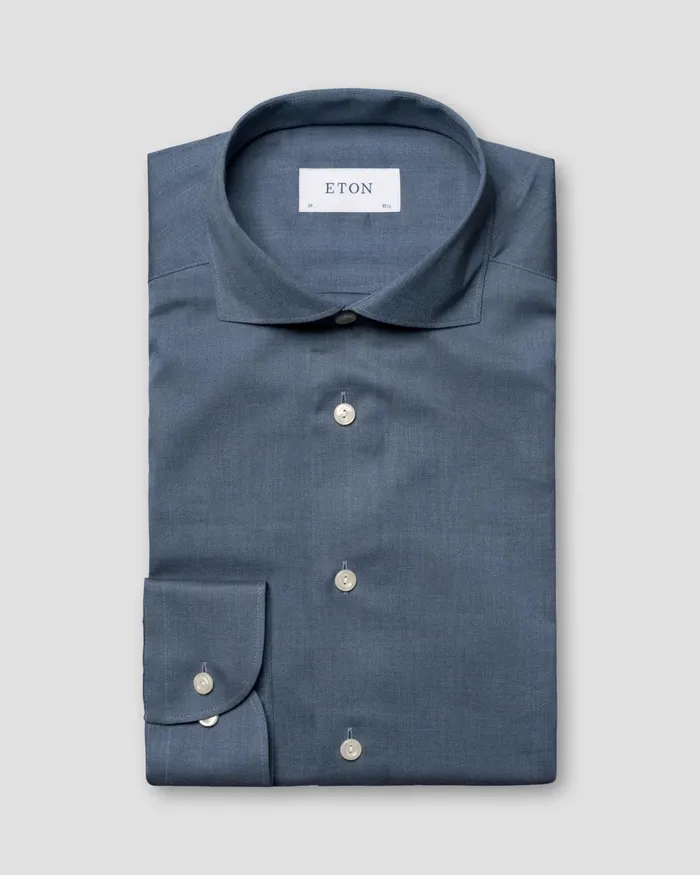Men Lightweight Twill Shirt Blue Eton Dress Shirts Men Lightweight Twill Shirt Blue Eton Dress Shirts