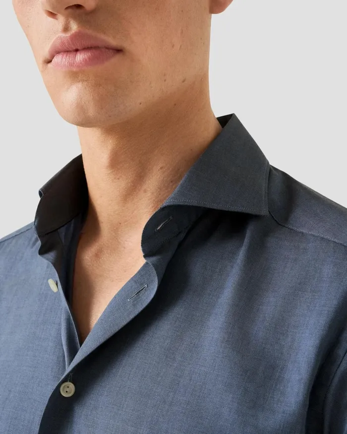 Men Lightweight Twill Shirt Blue Eton Dress Shirts Men Lightweight Twill Shirt Blue Eton Dress Shirts