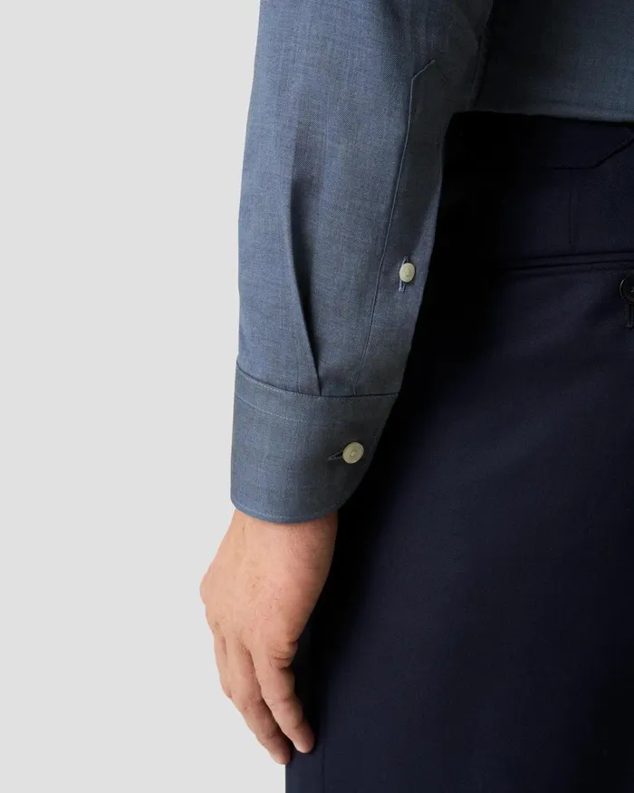Men Lightweight Twill Shirt Blue Eton Dress Shirts Men Lightweight Twill Shirt Blue Eton Dress Shirts