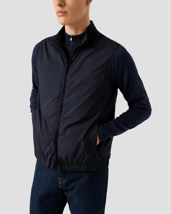 Men Lightweight Zip Vest Blue Eton Vests