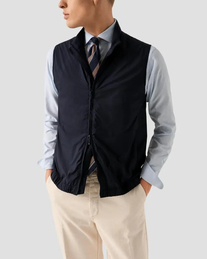 Men Lightweight Zip Vest Blue Eton Vests