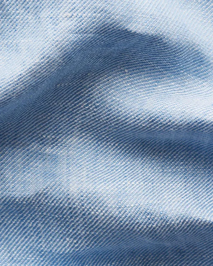 Men Linen Twill Resort Shirt Blue Eton Casual Shirts Men Linen Twill Resort Shirt Blue Eton Casual Shirts