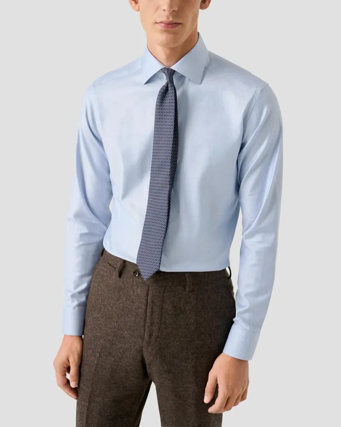 Men Mlange Solid Cotton TENCEL Lyocell Shirt Blue Eton Dress Shirts Men Mlange Solid Cotton TENCEL Lyocell Shirt Blue Eton Dress Shirts