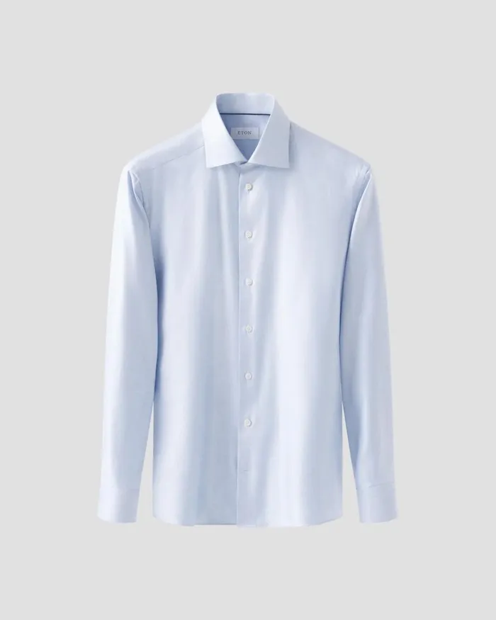 Men Mlange Solid Cotton TENCEL Lyocell Shirt Blue Eton Dress Shirts Men Mlange Solid Cotton TENCEL Lyocell Shirt Blue Eton Dress Shirts