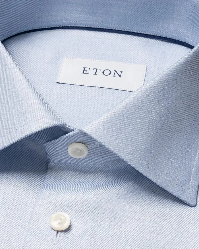 Men Mlange Solid Cotton TENCEL Lyocell Shirt Blue Eton Dress Shirts Men Mlange Solid Cotton TENCEL Lyocell Shirt Blue Eton Dress Shirts