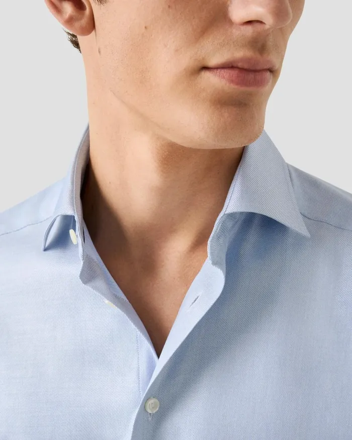 Men Mlange Solid Cotton TENCEL Lyocell Shirt Blue Eton Dress Shirts Men Mlange Solid Cotton TENCEL Lyocell Shirt Blue Eton Dress Shirts