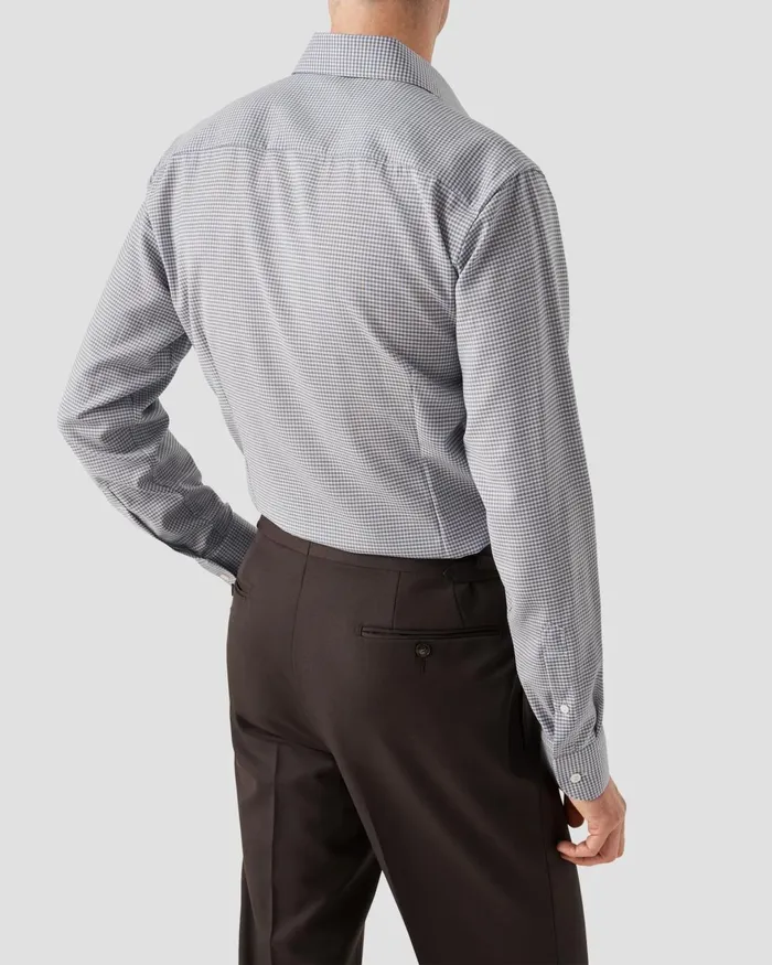 Men Micro Check Merino Wool Shirt Blue Eton Dress Shirts Men Micro Check Merino Wool Shirt Blue Eton Dress Shirts