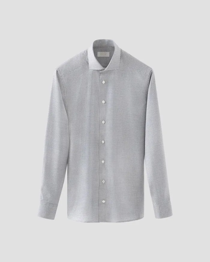 Men Micro Check Merino Wool Shirt Blue Eton Dress Shirts Men Micro Check Merino Wool Shirt Blue Eton Dress Shirts