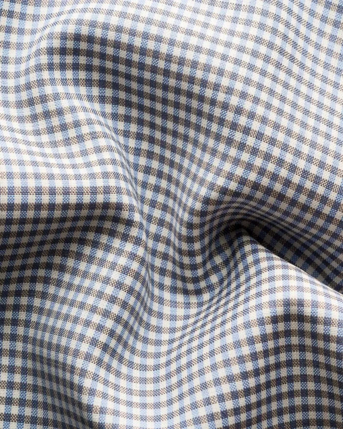 Men Micro Check Merino Wool Shirt Blue Eton Dress Shirts Men Micro Check Merino Wool Shirt Blue Eton Dress Shirts