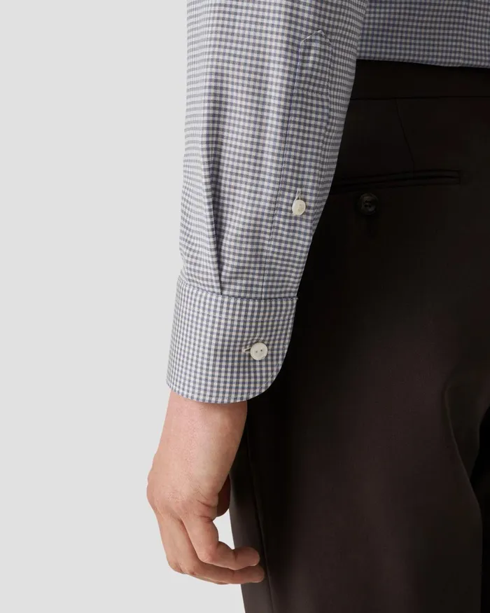 Men Micro Check Merino Wool Shirt Blue Eton Dress Shirts Men Micro Check Merino Wool Shirt Blue Eton Dress Shirts