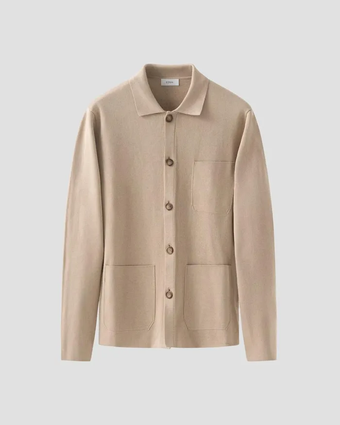 Men Milano Knit Jacket Off White Eton Overshirts Men Milano Knit Jacket Off White Eton Overshirts